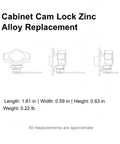 Dimensions and diagram of Sturdy Cam Lock For Cabinets, File Drawers And Cupboards, Zinc Alloy Replacement With Silver Finish