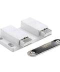 Magnetic Touch Latch Double Cabinet Catch No Handle Soft Close Drawer Stopper with metal plate on white surface