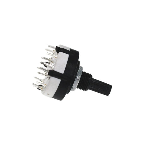 Close-up of RS26 Plastic Rotary Encoder Switch Kit Dope 10 Pack Featuring 4 Pole 3 Position 2 Pole 6 Position switch with 21mm handle.