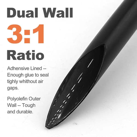 Close-up of dual wall tube from 420 Pieces Heat Shrink Tube Kit With Seven Sizes Dual Wall Glue Lined 3 To 1 Ratio Precut length.