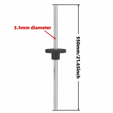 Front view of T3.5 Trapezoidal Lead Screw 304 Stainless Steel 1mm Pitch 2mm Lead 2 Start With POM Nut For 3D Printer Z Axis 550mm.