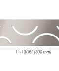 Rectangular Shower Shelf for Kerdi Board Niches, 4mm Thick Stainless Steel With Brushed Finish, Curve Design, dimensions shown