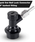 Two Pack Ball Lock Keg Disconnects With MFL Swivel Nuts For Quick No Fuss Beer Keg Connections In Your Home Brew Setup Sankey Compatible Durable Bar Grade Ball Lock Fittings, 1/4 barbed liquid out