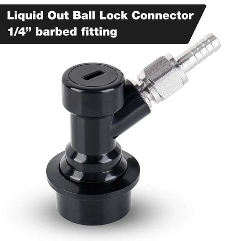 Two Pack Ball Lock Keg Disconnects With MFL Swivel Nuts For Quick No Fuss Beer Keg Connections In Your Home Brew Setup Sankey Compatible Durable Bar Grade Ball Lock Fittings, 1/4 barbed liquid out