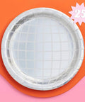 Disco Ball Paper Plates 25 Pack Nine Inch Iridescent Mirror Finish Party Dinnerware for Bachelorette Parties with showy shine