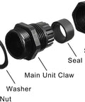 Waterproof PG9 Cable Gland System Adjustable 4-8mm Range With Gaskets M16 1.5 Thread exploded view showing components.