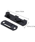 Gate Latch Door Hasp with Slot Design, 2pcs Stainless Steel Black, showing dimensions: 2.8 in x 0.7 in, ideal for secure fastening.