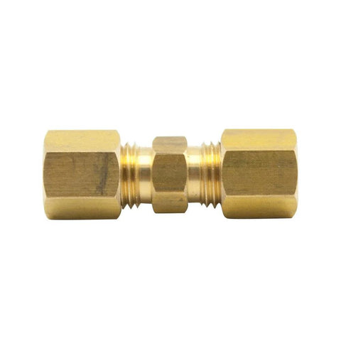 Legines brass compression tube union fitting, 3/8 in OD x 3/8 in OD, pack of 2