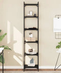 Black 6 Shelf Bookcase With Metal Frame Tall Open Storage For Home Office 74 Inch Engineered Wood Construction Built To Last