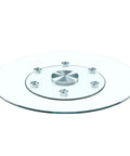 Transparent Rotating Serving Tray for Dining Table 60 to 100 cm Tempered Glass Lazy Susan Turntable with metal base