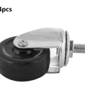Jauarta 2 Inch Quiet Caster Wheel Set for Trolley Furniture Smooth, black rubber wheel with chrome bracket, close-up view.