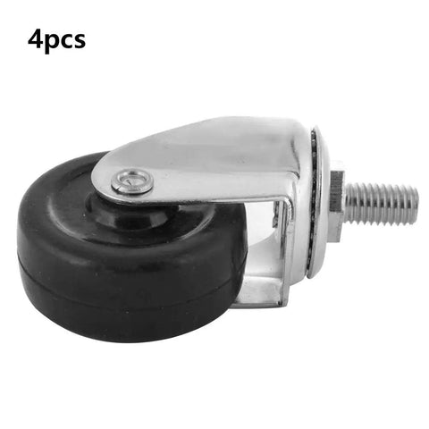 Jauarta 2 Inch Quiet Caster Wheel Set for Trolley Furniture Smooth, black rubber wheel with chrome bracket, close-up view.