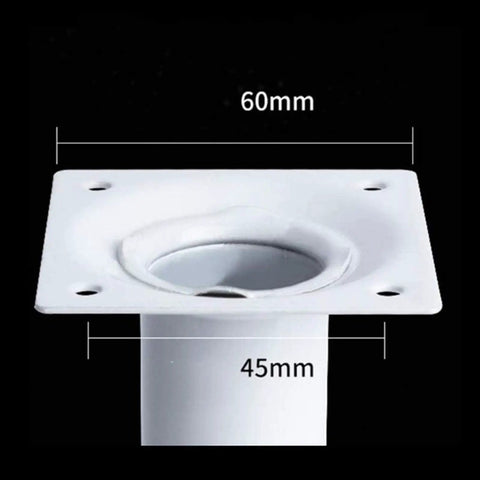 Built Tough White Replacement Table Legs 4 Pack Adjustable Steel Pipe Furniture Feet Zero Wobble Design base with dimensions shown