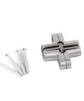 Hidden Hinge Zinc Alloy Invisible Folding Door Cross Hinge With 180 Degree Opening For Wardrobes And Folding Doors, Heavy Duty Stainless Steel Buffer Damping, shown with screws, rust resistant and easy maintenance