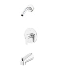 Polished Chrome Modern Single Handle Tub And Shower Trim Kit Ada Compliant No Showerhead Included, faucet and spout view