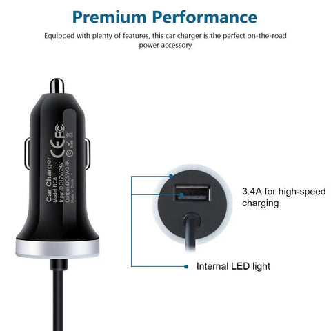 Hella Fast USB C Car Charger For Samsung Galaxy S Series Models And Newer A Lineup Devices Features Dead Serious Charging Speeds For Zero Sweat Commutes showing integrated USB port with LED light.