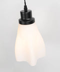 Kiven Instant Light Conversion Kit for 4/5/6inch Hole, 2-Light Glass Farmhouse Lighting Recessed Can Light Conversion Kit to Pendant with E26 Screw-in Adapter for Kitchen Island Hallway, TBB016, white glass pendant lamp with black socket.