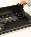 Heavy Duty Digital Postal Scale With Crisp Lcd Display And Hidden Storage Compartment for parcel shipping, showing open compartment.