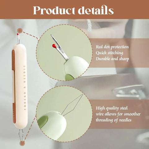 Pro Grade Two In One Needle Threader And Seam Ripper Tool For Sewing Upgraded 2024 Dual Head Seam Remover Integrated Threader And Seam Cutter Durable Green Design