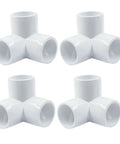Four Pack Half Inch PVC Pipe Fittings Three Way Elbow Connector Beefy Heavy Duty Furniture Grade Corner Fittings For DIY Shelves