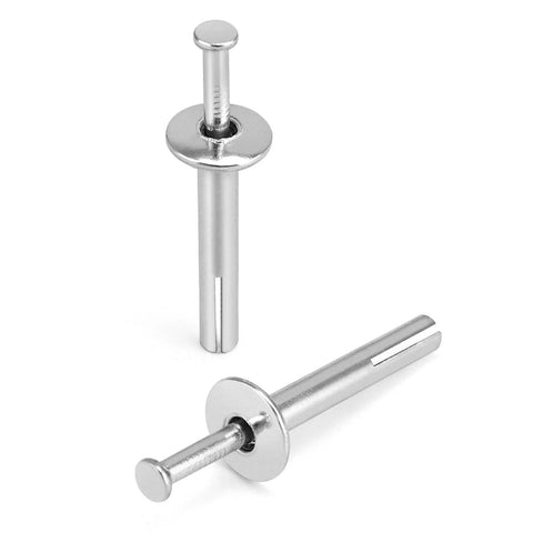 500-Pack Heavy-Duty Hammer-Drive Nails 1/4 Inch By 1-1/2 Inch For Concrete And Brick Walls, shown from front and side angles.