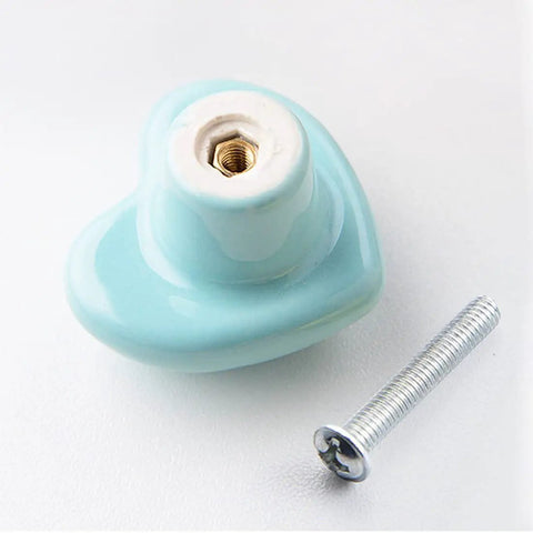 Heart Shaped Ceramic Cabinet Knob Set 15 Pieces Dope Glossy Finish With 3 Screw Lengths M4 22mm 25mm 40mm Easy Install