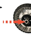 Shoulder Bolt Set Of 2 Replacement Wheel Bolts For Toro Lawn Mowers And Snow Throwers Part 614650 Compatible shown installed on wheel