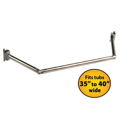Extend A Shower RV Rod Hinged Folding Adjustable Shower Curtain Rod for RV and Camper Bathrooms Space Saving Satin Finish Fits 35 to 40 Inch Openings Included