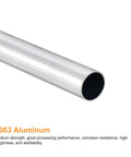 6063 Aluminum Round Tube 19mm OD x 17mm ID, 300mm Length Pipe Tubing, seamless and weldable, side view