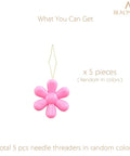 Embroidery Needle Threader Tool Set 5 Pcs Plastic Flower Head Threaders For Hand Sewing Cross Stitch Craft Knitting In Pink