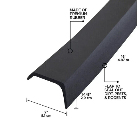 16 Ft Black Rubber Garage Door Bottom Seal With Nails Included Weatherproof Draft And Moisture Barrier Keeps Dust And Insects Out Cuts