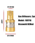 Gasless MIG Welder Nozzle Kit With Diffusers And 0.030 Contact Tips For Flux Core Use Replacement Nozzle 226190 Diffuser 169-716 Compatible With Miller Millermatic Welder 135 140 175 211 Gun M10/M15 Hobart Handler brass 169716 gas diffuser