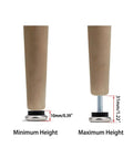 Adjustable Table Leg Levelers With Felt Pads M6 at minimum and maximum height, T Nut leveling feet, floor protectors comparison