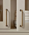Six Pack Antique Brass Kitchen Cabinet Pulls 5 Inch Center Hole Solid Zinc Alloy Vintage Bronze Dresser Drawer Handles installed on cupboard