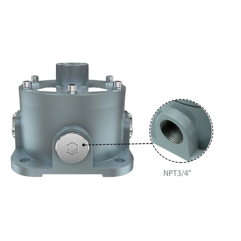 Explosion-proof junction box, gray metal, five openings, 3/4 in NPT hubs