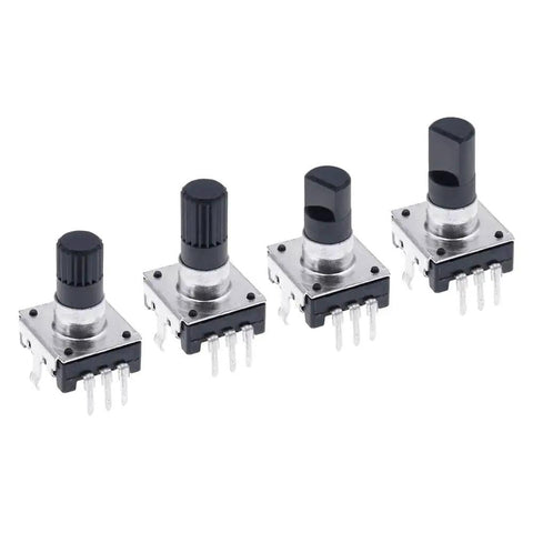 360 Degree Rotary Encoder EC12 RE12 3 Pin 24 Position No Push Button Switch 12 5mm Half Handle, ideal for electronics projects.