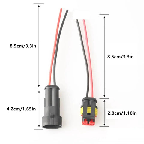 Top Tier Quick Splice Wire Terminal Connector Kit 1 2 3 4 Pin For Car Mods Home Wiring And DIY Projects Reusable Easy Disassemble No Crimping Needed Perfect For Marine Solar And Garden Gadget Fanatics. 2-pin waterproof wire connector, 8.5cm, black and red leads