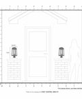 Diagram of Oslo One Light Outdoor Post Top Lantern in Black Finish with Clear Glass on porch pillars next to a door.