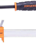 Heavy Duty 6 Inch Steel Bar Clamp for Woodworking and DIY Projects, Orange, Sure Grip Construction, Reaches Up To 3 Inches From Edge To Screw Center, Maximum Opening 6 Inches, Built For Hard Use By Hobbyists And Pros. orange steel bar clamp with Jorgensen handle