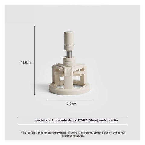 Rotating Espresso Coffee Noodle Distributor With Precision Needle Barista Tamper, 51mm white ABS tool for even coffee grounds.