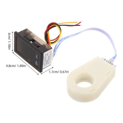 Compact Digital DC Volt And Amp Meter With Hall Effect Sensor Dual LED Display for Cars, Boats and RV, heavy duty plastic housing.