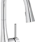 Gourmet Single Hole Kitchen Faucet With Pull Down Spray 360 Degree Swivel Forward Only Lever Handle Chrome Finish side view