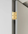 Solid Brass Hinges Set For Cabinets And Jewelry Boxes 1/2 Inch, 2 Inch, And 2.5 Inch Butt Hinges installed on door frame