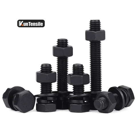 Pro Grade 12.9 Bolts and Nuts Set, M6 M8 hex bolts, nuts, black