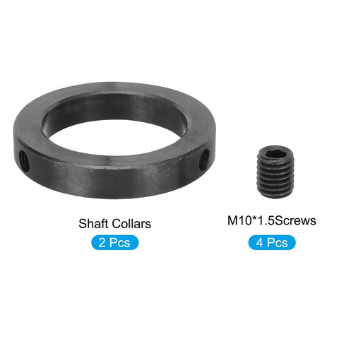 Rock Solid Carbon Steel Shaft Collar Pair Featuring Two Point Two Inch Bore Set Screw Clamping Grip Black Coating For Motor Bases And Industrial Drive Projects