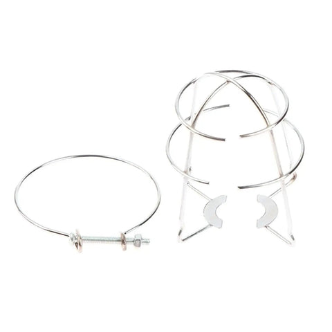 Heavy Duty Stainless Steel Fire Sprinkler Head Guard And Top Tier Protective Cage for 1/2 Inch and 3/4 Inch mounts shown from side angle.