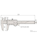 Technical drawing of 6 Inch Caliper With Absolute AOS Encoder, Ultra Accurate 0.0005 Inch, 0.01 mm Resolution, Pro Grade, Heavy Duty Stainless Steel Tool