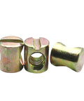Rock Solid Cross Dowel Barrel Nut Hardware Built For DIY Woodworking M6 M8 Slotted And Hammer Embedded Fittings, zinc plated