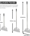 Heavy Duty Angle Broom Featuring Rigid Bristles And An Extended Handle That Smashes Through Stubborn Dirt And Leaves On Patios Garages And Commercial Floors Like Butter, showing adjustable length options.