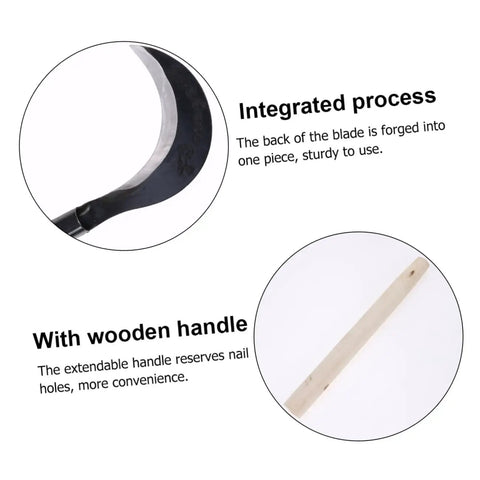 Gardening Hand Scythe With Long Handle For Easy One Handed Weeding And Grass Cutting Featuring Durable Manganese Steel Construction
